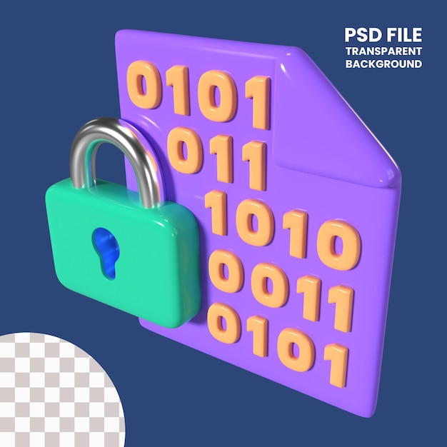 PSD Икона 3d-иллюстрации шифрования