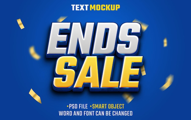 end sale text effect 3d text font effect