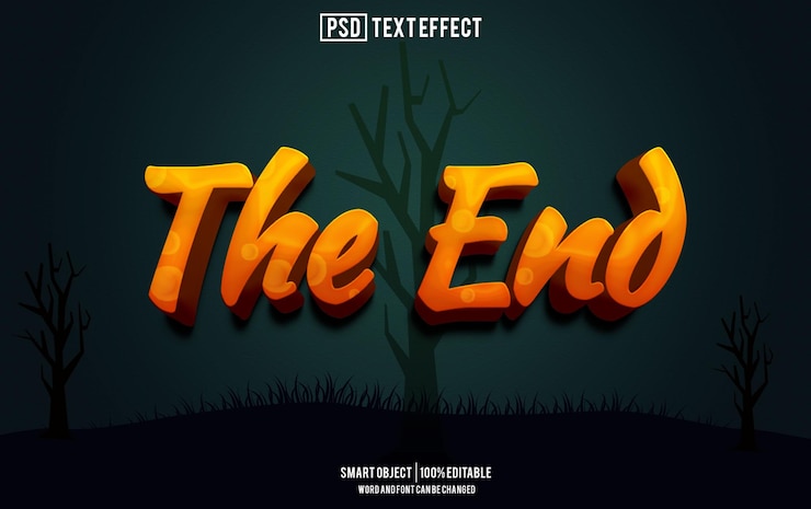 PSD the end text effect font editable typography 3d text