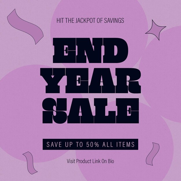 PSD end year promo sale design template for social media post