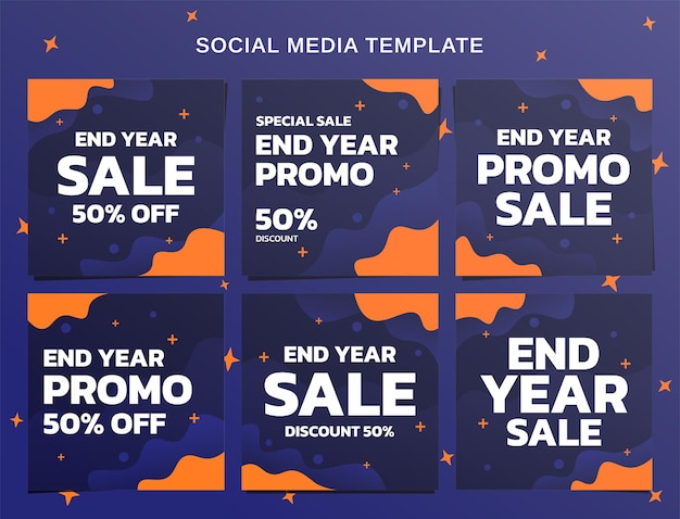 PSD end year sale social media banner and instagram post template