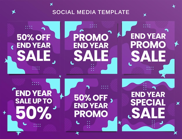 End year sale social media banner and instagram post template