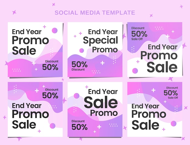 PSD end year sale social media banner and instagram post template