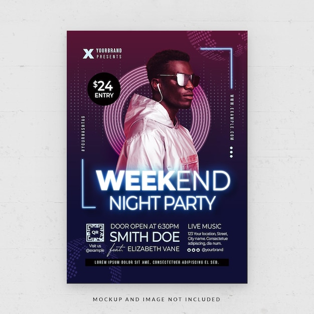 endemic night party dj club flyer template in psd