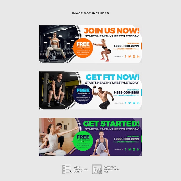 PSD energetic sport and fitness facebook cover image