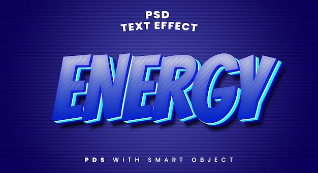 PSD Шаблон мокапа с эффектом стиля 3d-текста energy