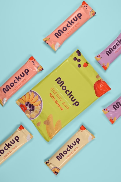 PSD energy bar with plastic wrapping mock-up design