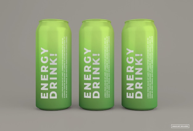 Energy drink can mockup isolated design