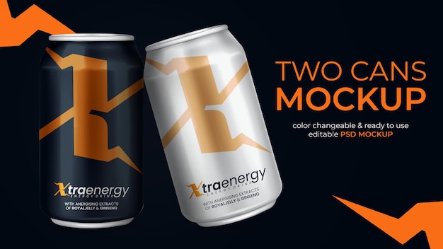 Energy drink can mockup psd