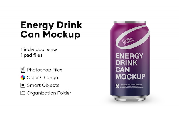 Energy drink can mockup