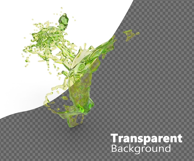 energy drink green splash isolated on a transparent background