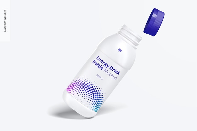 Energy drink plastic bottle mockup, falling