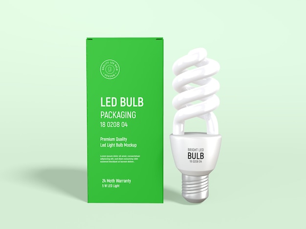 PSD energy saving cfl light bulb branding mockup