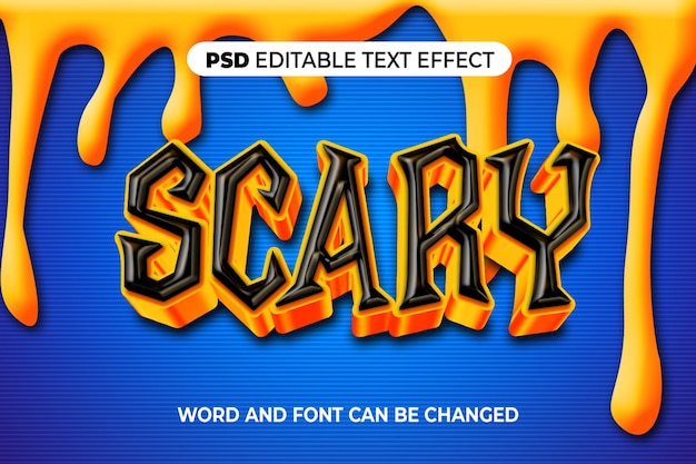 PSD eng zwart oranje teksteffect 3d