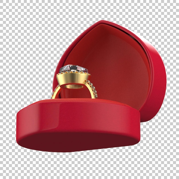 Engagement ring isolated on transparent background 3d rendering illustration