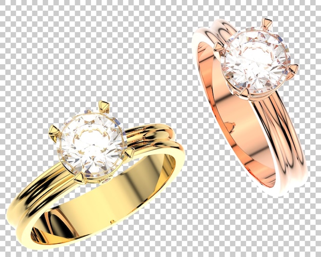 Engagement ring on transparent background 3d rendering illustration