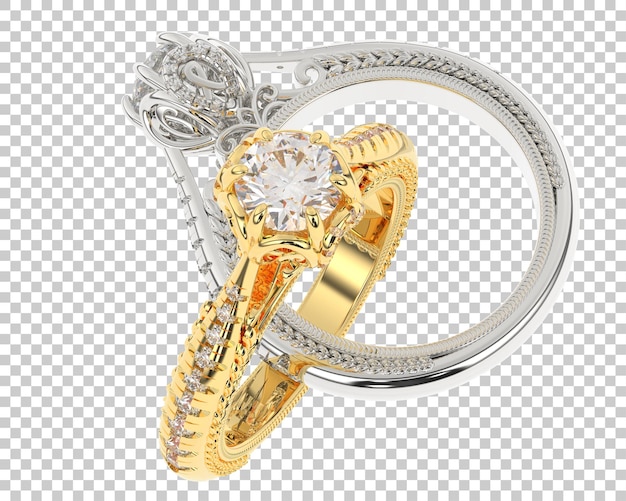 Engagement ring on transparent background 3d rendering illustration