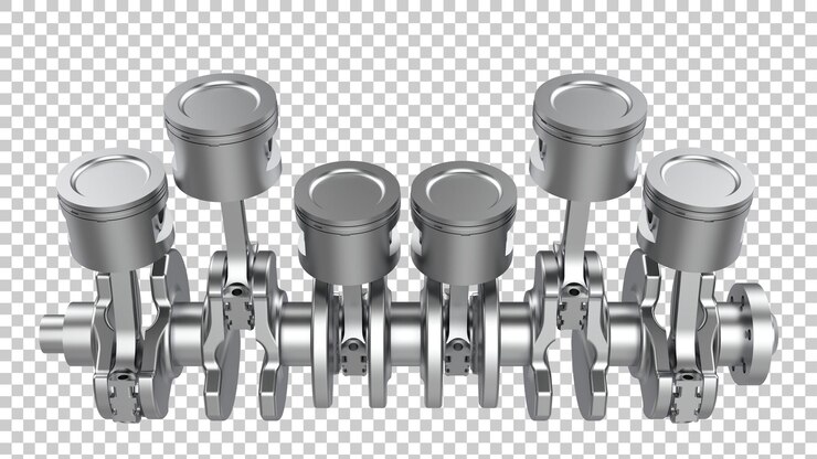 PSD engine crank shaft on transparent background 3d rendering illustration