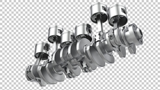 Engine crank shaft on transparent background 3d rendering illustration