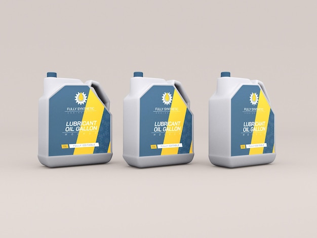Engine oil plastic bottle packaging mockup