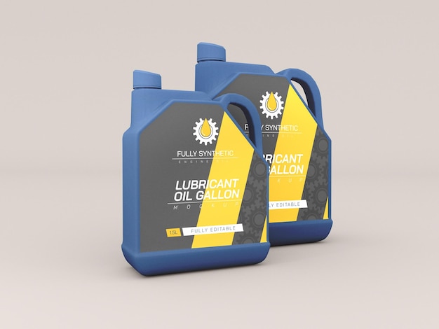 Engine oil plastic bottle packaging mockup