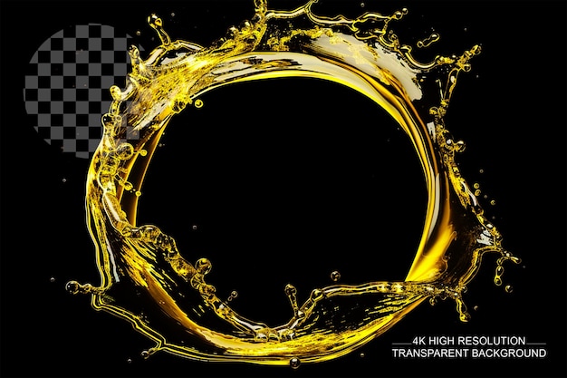 PSD engine oil splashes arranged in a circle transparent background