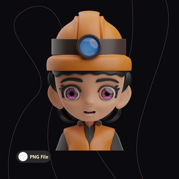 PSD engineer female avatar illustration 3d