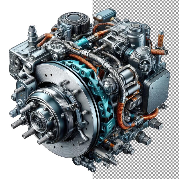 PSD engineered precision isolated png render of automotive power