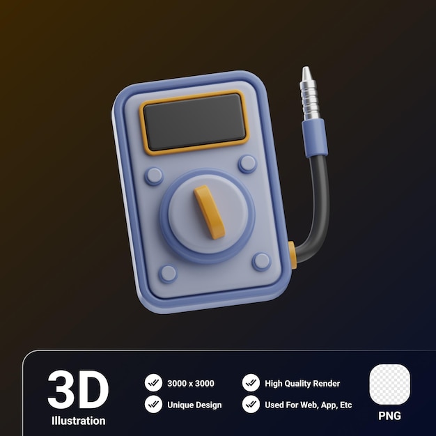 PSD engineering object multimeter 3d illustration