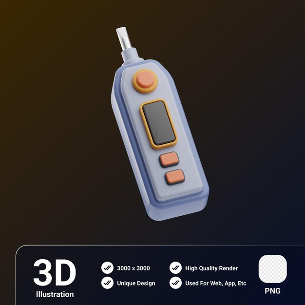 PSD engineering object voltage indicator 3d illustration