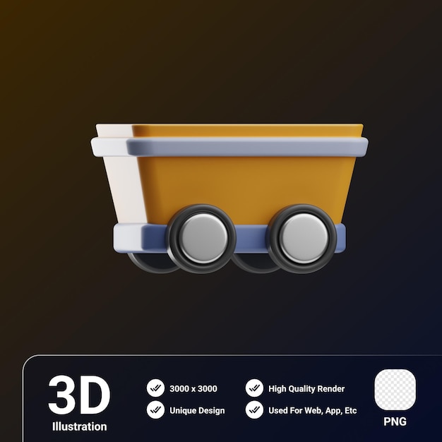 PSD engineering object wagon 3d illustration