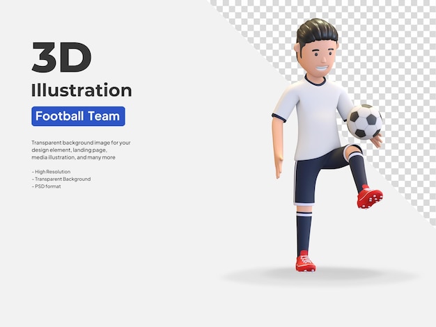 イングランドのサッカー選手の男がボールジャグリング3dレンダリングイラスト