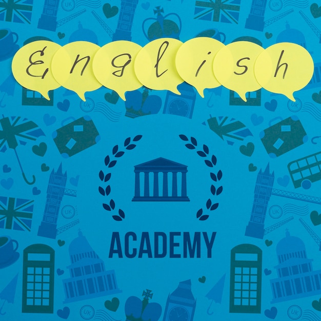 PSD accademia inglese nota adesiva mock-up