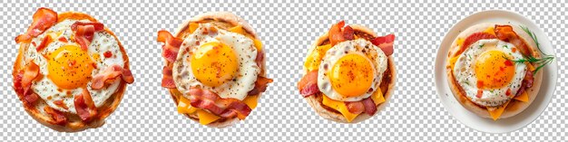 English muffin with egg bacon and cheddar isolated on transparent background