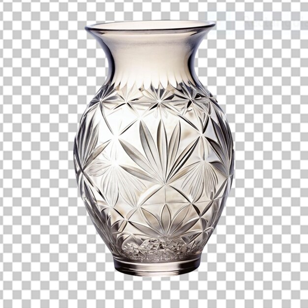 PSD engraved 3d crystal vase on transparent background