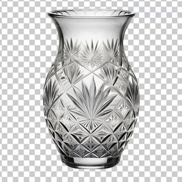 PSD engraved 3d crystal vase on transparent background