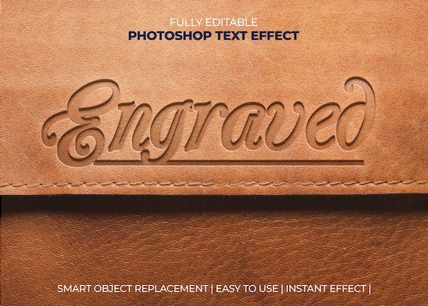 Engraved leather text effect