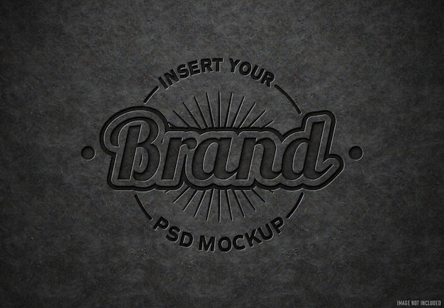 PSD engraved logo effect in concrete stone mockup