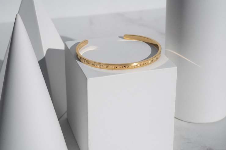 PSD engraved metal bracelet mock-up design