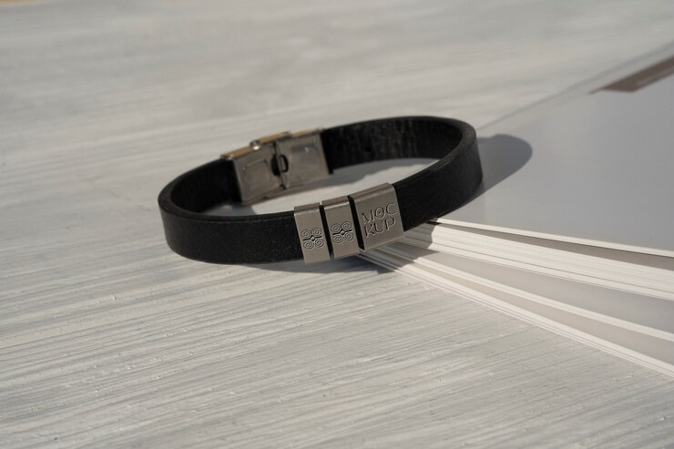 PSD engraved metal bracelet mock-up design