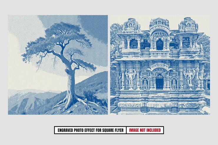 PSD engraved photo effect for square