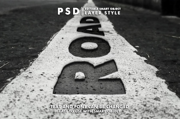 PSD effetto testo psd modificabile su strada inciso