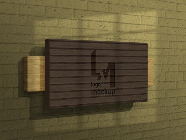 Engraved wood logo mockup