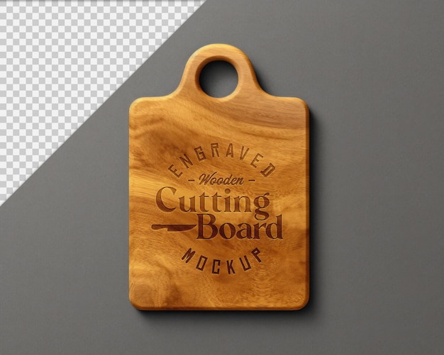 Engraved wooden cutting board mockup isolated