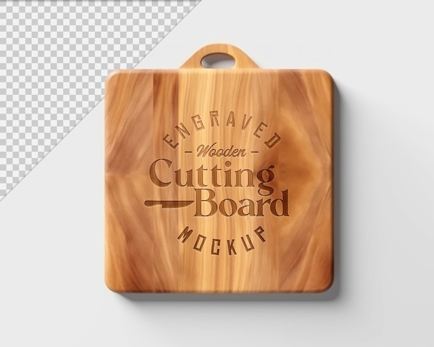 Engraved wooden cutting board mockup isolated