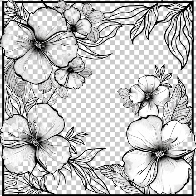 PSD engraving hand drawn botanical pattern