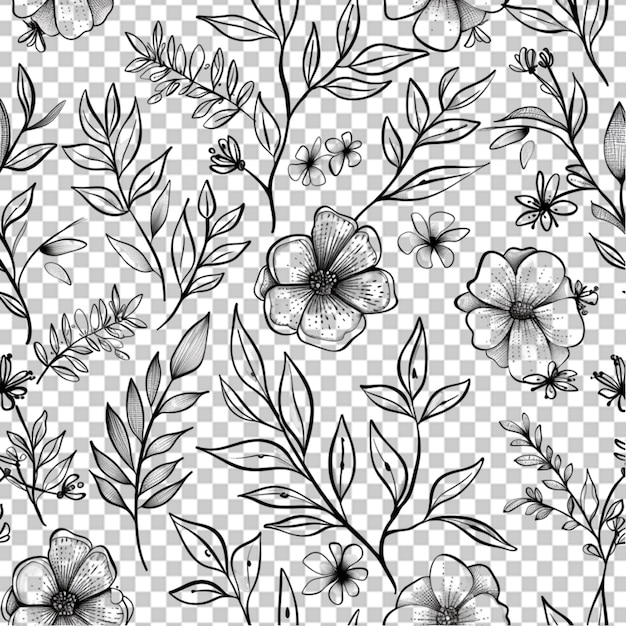 PSD engraving hand drawn botanical pattern