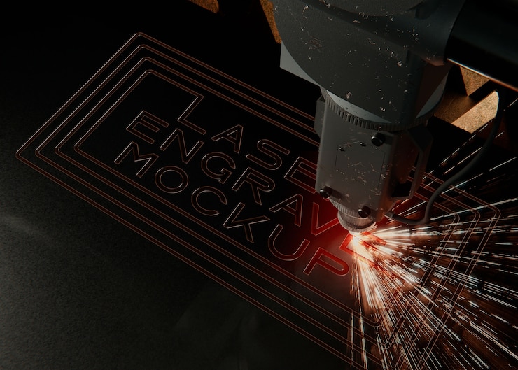 PSD engraving laser on metal surface