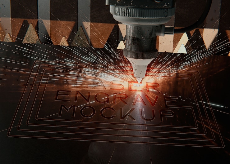 PSD engraving laser on metal surface