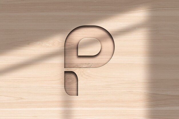 Incisione logo mockup su legno con sovrapposizione di ombre